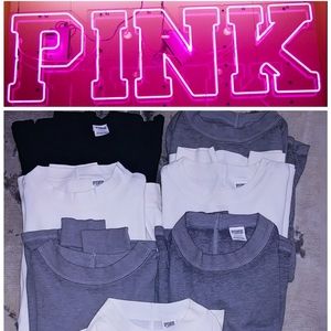 Lot of 7 victorias secret pink waffle knit thermal shirts long sleeve L soft top